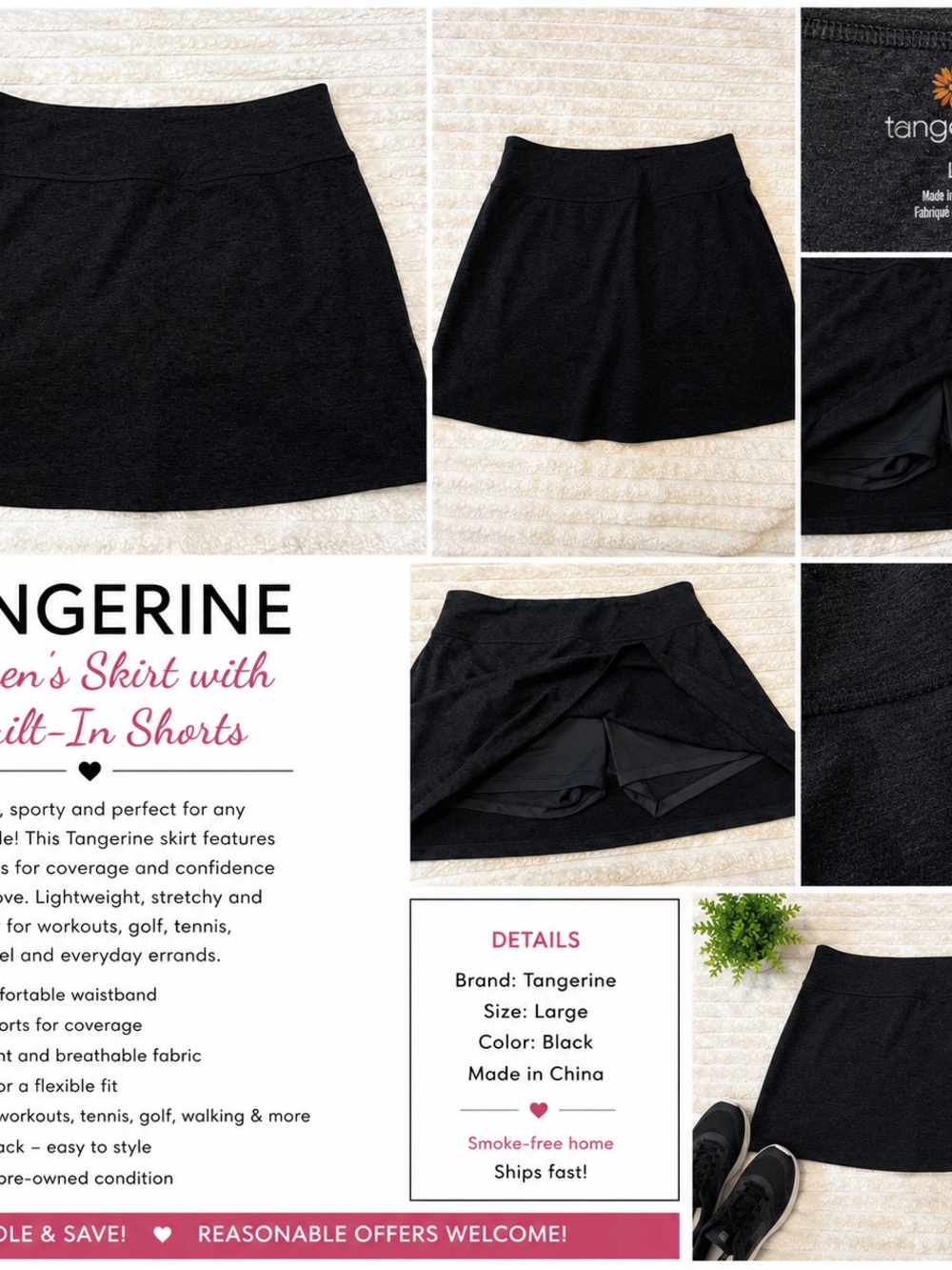 Tangerine Black Skirt with Built-In Shorts